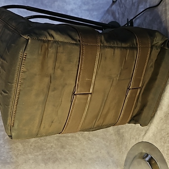 Hermès Brown Nylon Leather Strap Silver Tote Weekender Shoulder Bag Duffle Purse - Picture 12 of 12